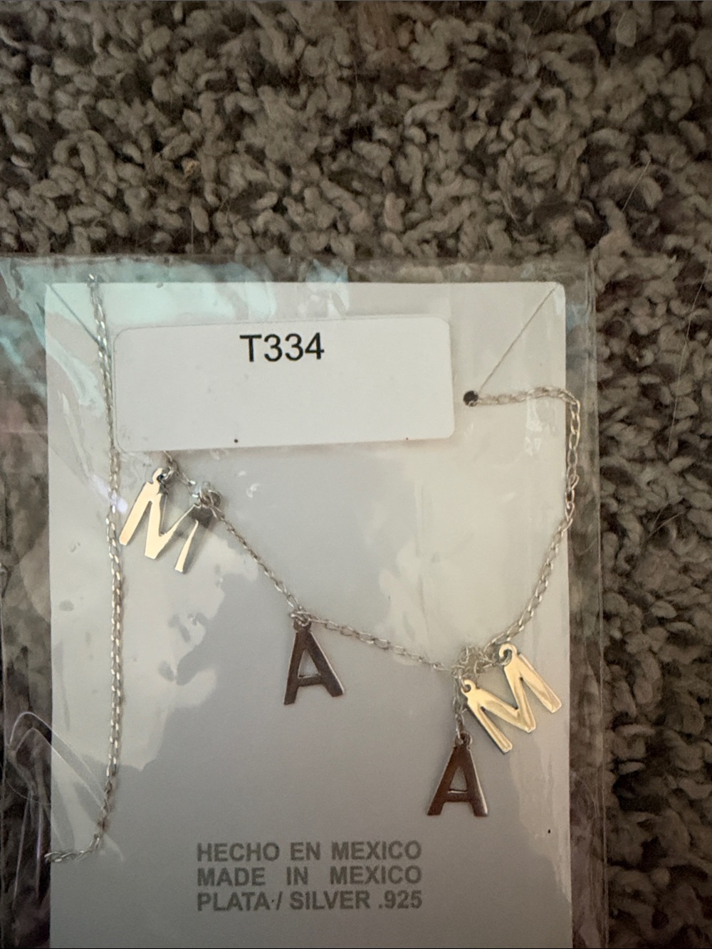 Sterling Silver 'M A M' Letter Charm Necklace - Silver
